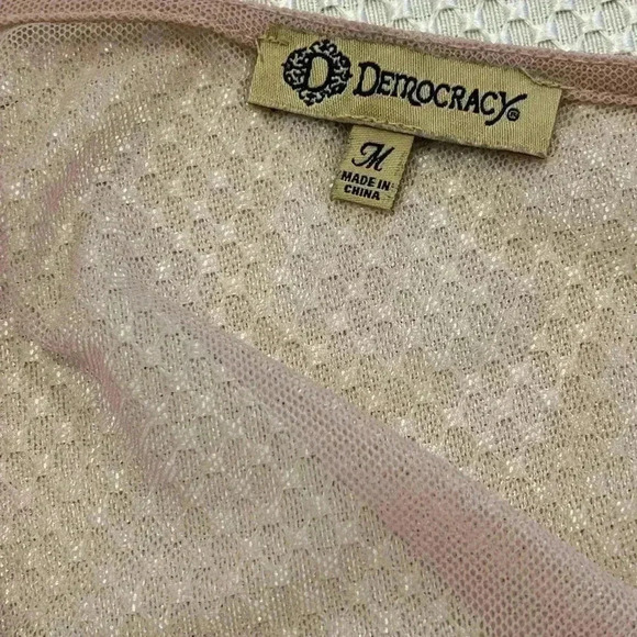 Democracy fairycore Floral 3/4 Sleeve whimsy Embroidered Sheer Shirt floral - Picture 9 of 14